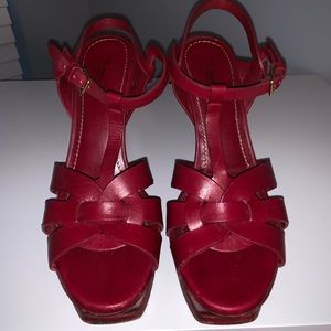 Saint Laurent Tribute Leather Platform Sandal